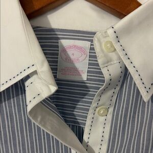 Brooks Brothers Navy and White Striped Dress Shirt